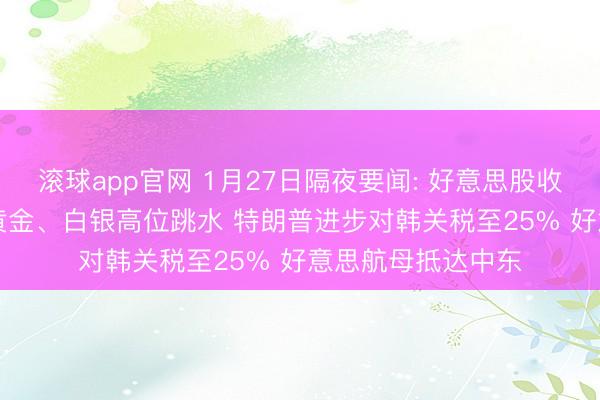 滚球app官网 1月27日隔夜要闻: 好意思股收高谈指涨300点 黄金、白银高位跳水 特朗普进步对韩关税至25% 好意思航母抵达中东