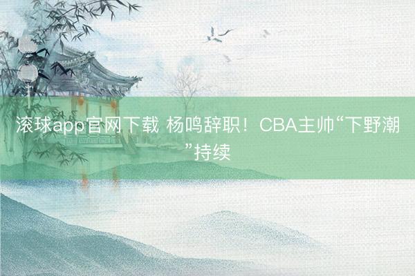 滚球app官网下载 杨鸣辞职！CBA主帅“下野潮”持续
