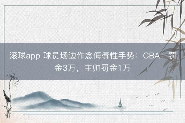 滚球app 球员场边作念侮辱性手势:CBA:罚金3万,主帅罚金1万