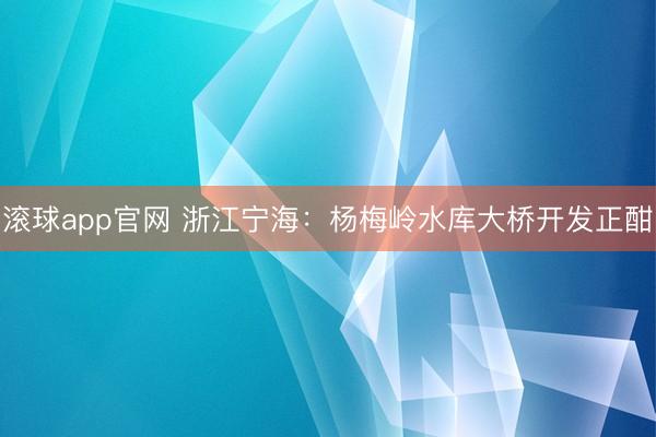 滚球app官网 浙江宁海：杨梅岭水库大桥开发正酣
