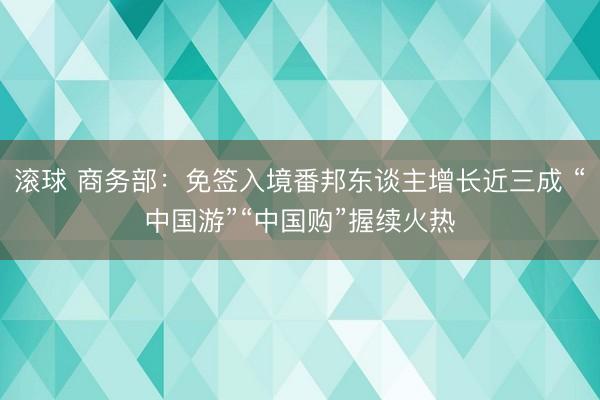 滚球 商务部：免签入境番邦东谈主增长近三成 “中国游”“中国购”握续火热