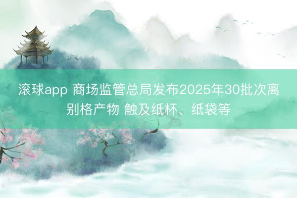 滚球app 商场监管总局发布2025年30批次离别格产物 触及纸杯、纸袋等