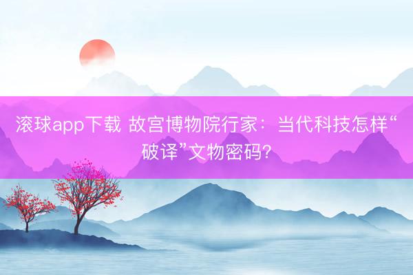滚球app下载 故宫博物院行家：当代科技怎样“破译”文物密码？