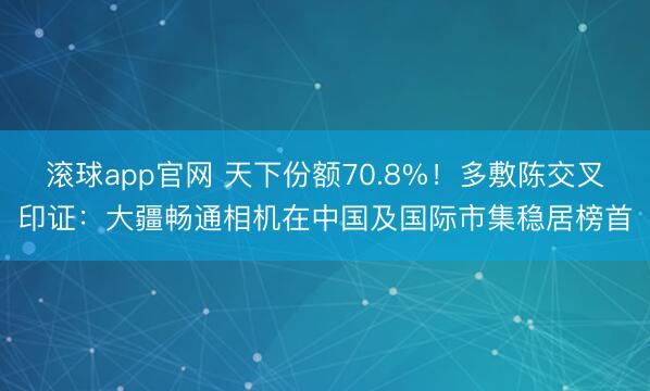 滚球app官网 天下份额70.8%!多敷陈交叉印证:大疆畅通相机在中国及国际市集稳居榜首