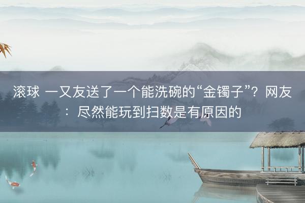 滚球 一又友送了一个能洗碗的“金镯子”?网友:尽然能玩到扫数是有原因的