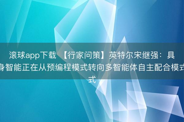 滚球app下载 【行家问策】英特尔宋继强:具身智能正在从预编程模式转向多智能体自主配合模式