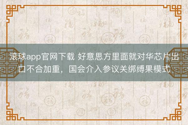 滚球app官网下载 好意思方里面就对华芯片出口不合加重,国会介入参议关绑缚果模式