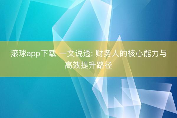 滚球app下载 一文说透: 财务人的核心能力与高效提升路径