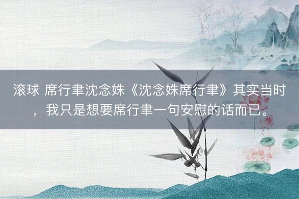 滚球 席行聿沈念姝《沈念姝席行聿》其实当时，我只是想要席行聿一句安慰的话而已。