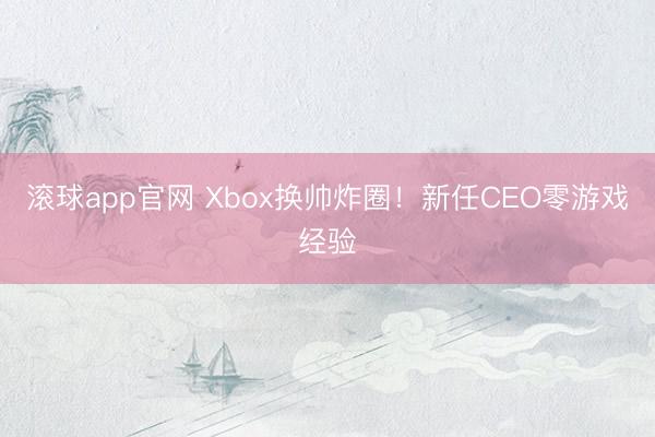 滚球app官网 Xbox换帅炸圈！新任CEO零游戏经验