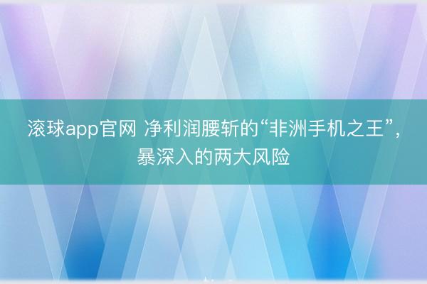 滚球app官网 净利润腰斩的“非洲手机之王”,暴深入的两大风险