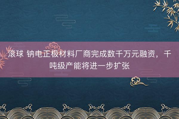 滚球 钠电正极材料厂商完成数千万元融资，千吨级产能将进一步扩张