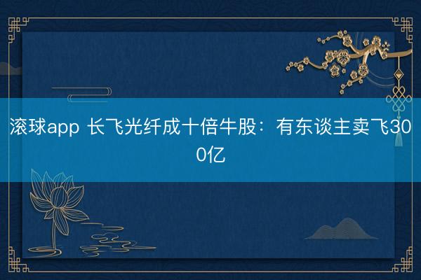 滚球app 长飞光纤成十倍牛股：有东谈主卖飞300亿