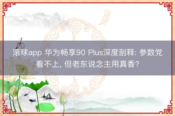 滚球app 华为畅享90 Plus深度剖释: 参数党看不上, 但老东说念主用真香?
