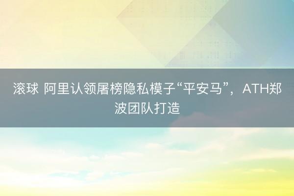 滚球 阿里认领屠榜隐私模子“平安马”，ATH郑波团队打造