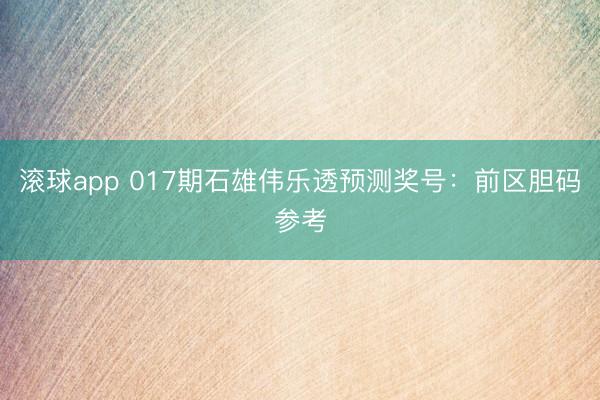 滚球app 017期石雄伟乐透预测奖号:前区胆码参考