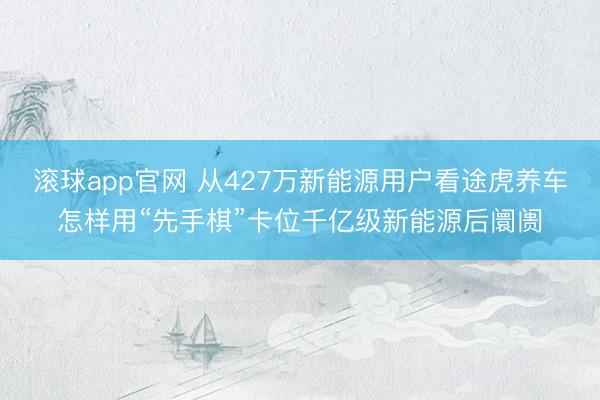 滚球app官网 从427万新能源用户看途虎养车怎样用“先手棋”卡位千亿级新能源后阛阓