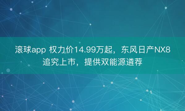 滚球app 权力价14.99万起，东风日产NX8追究上市，提供双能源遴荐