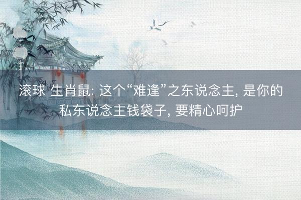滚球 生肖鼠: 这个“难逢”之东说念主, 是你的私东说念主钱袋子, 要精心呵护