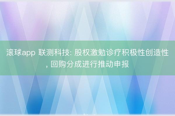 滚球app 联测科技: 股权激勉诊疗积极性创造性， 回购分成进行推动申报