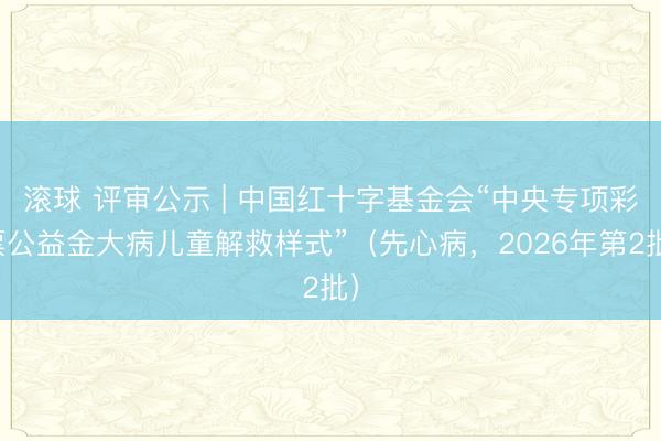 滚球 评审公示 | 中国红十字基金会“中央专项彩票公益金大病儿童解救样式”（先心病，2026年第2批）