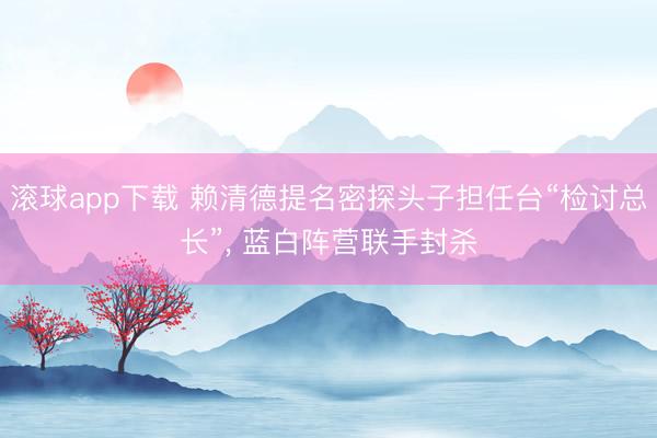 滚球app下载 赖清德提名密探头子担任台“检讨总长”， 蓝白阵营联手封杀
