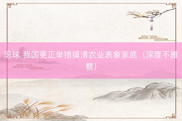 滚球 我国更正举措摸清农业表象家底（深度不雅察）